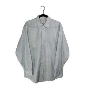 Brooks Brothers 346 Non-Iron Men's 16 4/5 Cotton Button Shirt L/S Gray Check EUC